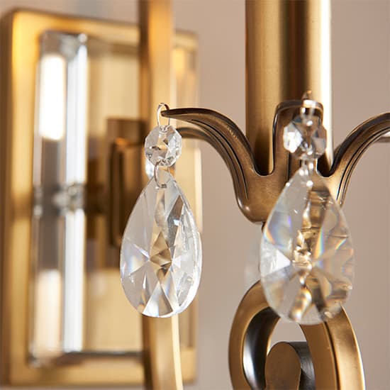 Oksana Single Clear Crystal Wall Light In Antique Brass_4