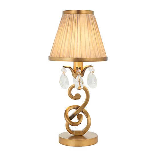 Oksana Small Table Lamp In Antique Brass With Beige Shade_4