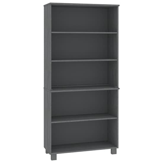 Olavi Solid Pinewood Bookcase With 4 Shelves In Dark Grey_3