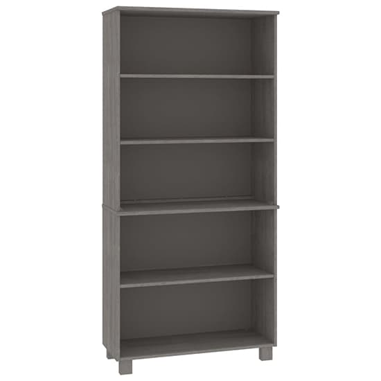 Olavi Solid Pinewood Bookcase With 4 Shelves In Light Grey_3