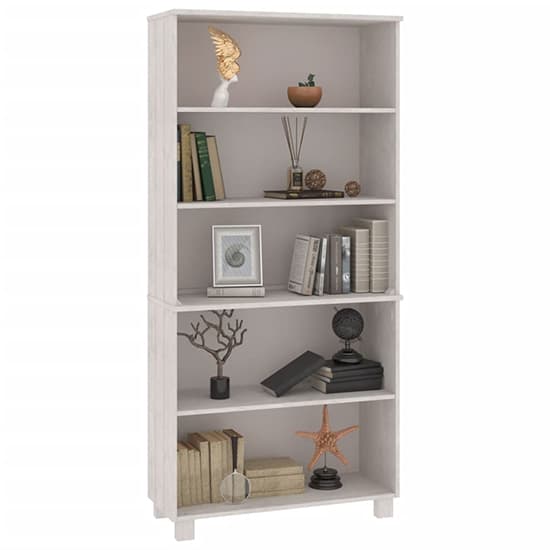 Olavi Solid Pinewood Bookcase With 4 Shelves In White_2