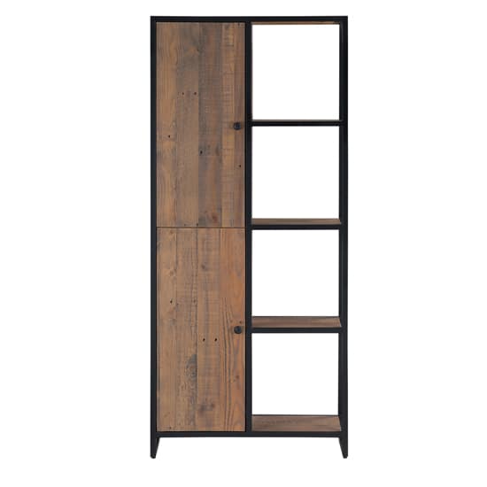 Olbia Wooden Bookcase Large Tall With 2 Doors In Oak_2
