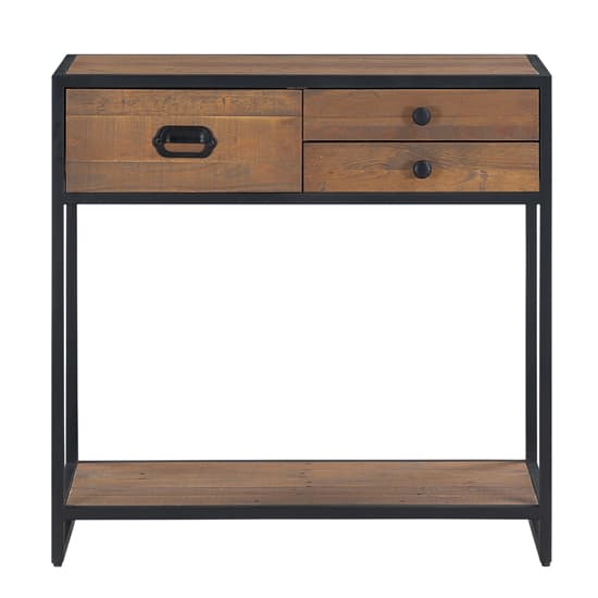 Olbia Wooden Console Table Small With 3 Drawers In Oak_2