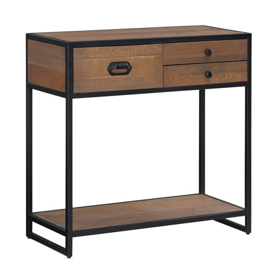 Olbia Wooden Console Table Small With 3 Drawers In Oak_3