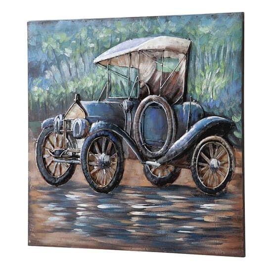 Oldtimer Picture Metal Wall Art In Blue_2