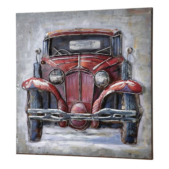 Oldtimer Picture Metal Wall Art In Red_2
