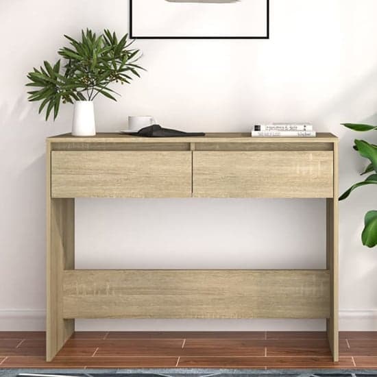Olenna Wooden Console Table With 2 Drawers In Sonoma Oak_1