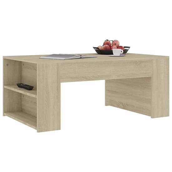Olicia Wooden Coffee Table With Shelves In Sonoma Oak_2