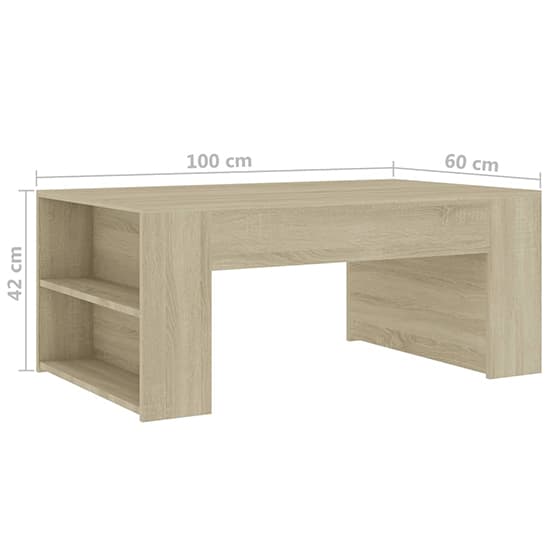 Olicia Wooden Coffee Table With Shelves In Sonoma Oak_5