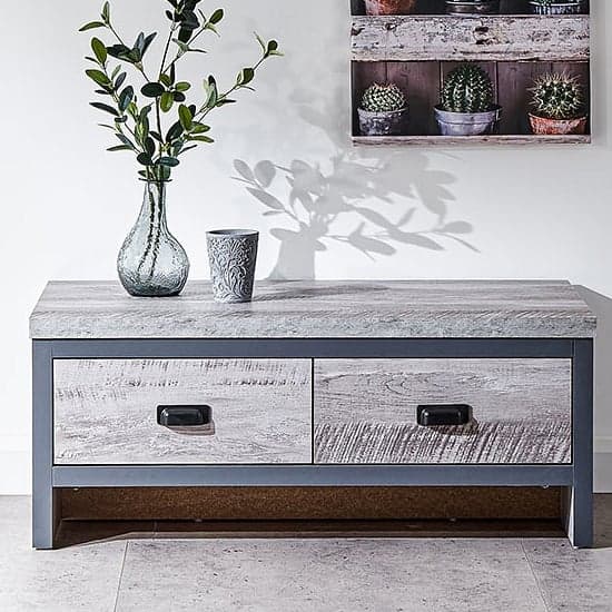 Balcombe Coffee Table In Grey With 2 Drawers_1