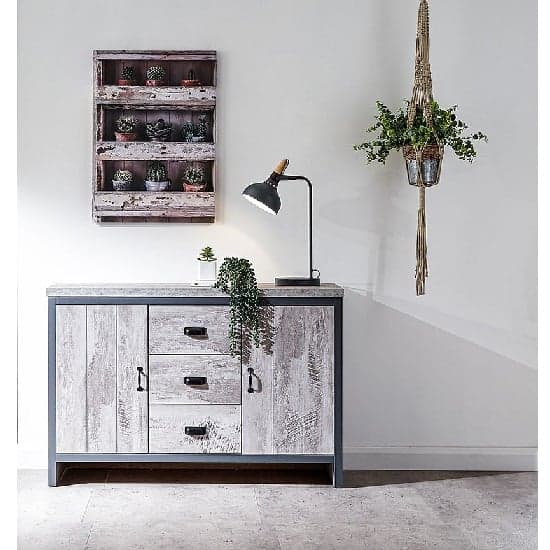 Balcombe Sideboard In Grey With 3 Drawers And 2 Doors_1