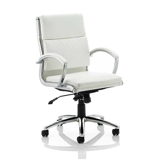 Olney Bonded Leather Office Chair In White With Medium Back_1