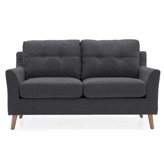 Olton Fabric 2 Seater Sofa With Wooden Legs In Charcoal_2