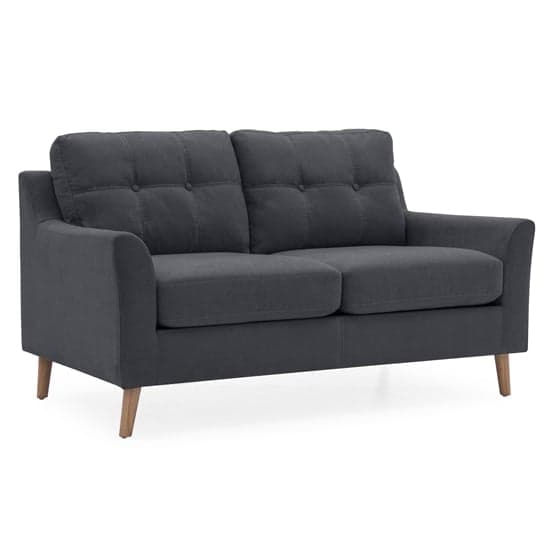 Olton Fabric 2 Seater Sofa With Wooden Legs In Charcoal