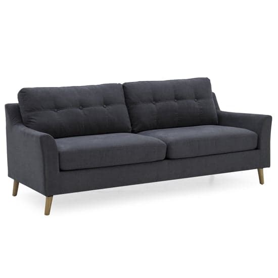 Olton Fabric 3 Seater Sofa With Wooden Legs In Charcoal
