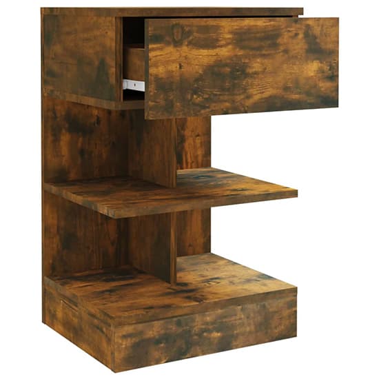 Oluina Wooden Bedside Cabinet With 1 Drawer In Smoked Oak_4