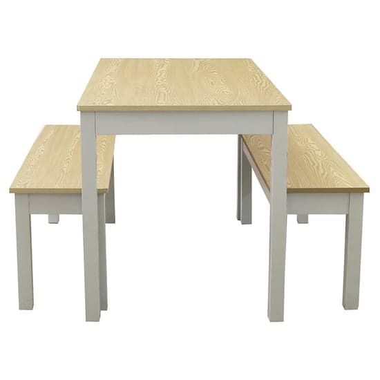 Onia Wooden Dining Table With 2 Benches In Grey And Oak_2