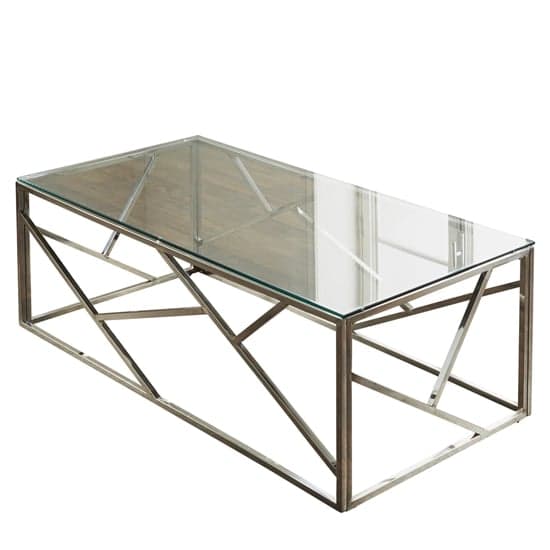 Ontario Clear Glass Coffee Table With Silver Metal Frame_2