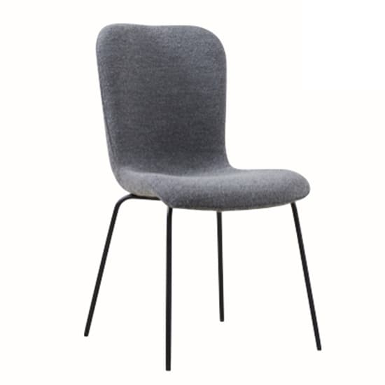 Ontario Dark Grey Fabric Dining Chairs With Black Frame In Pair_2