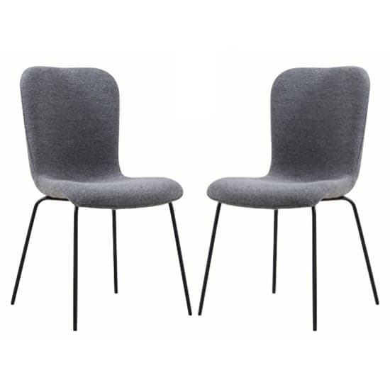 Ontario Dark Grey Fabric Dining Chairs With Black Frame In Pair_1