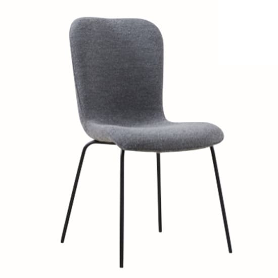 Ontario Fabric Dining Chair In Dark Grey With Black Metal Frame_2