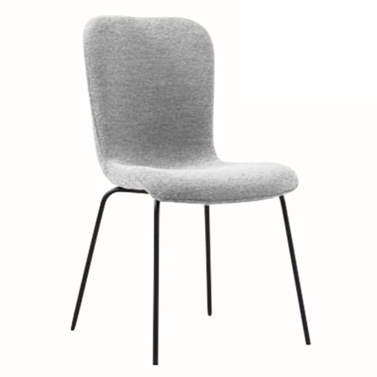 Ontario Fabric Dining Chair In Light Grey With Black Metal Frame_2