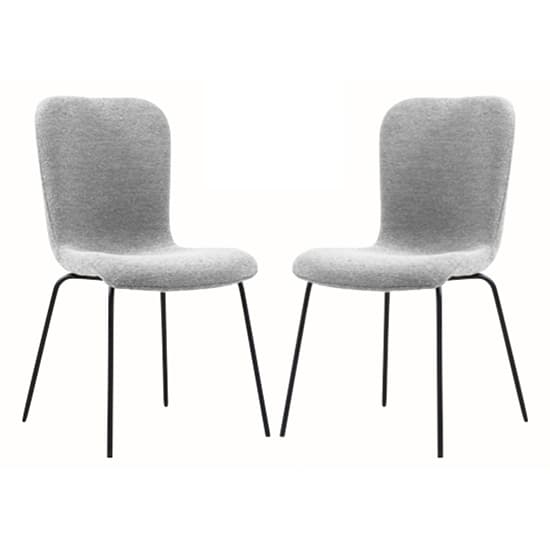 Ontario Light Grey Fabric Dining Chairs With Black Frame In Pair_1