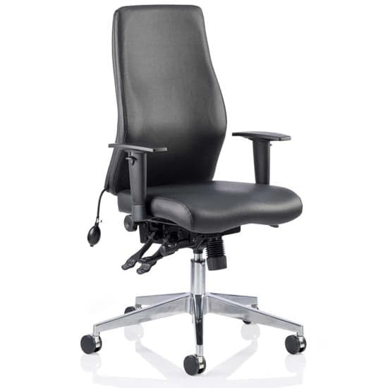 Onyx Ergo Leather Posture Office Chair In Black With Arms_1