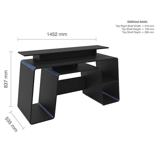 Onyx Wooden Gaming Desk In Black And Blue_7