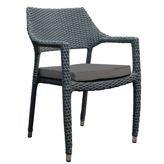 Onyx Outdoor Rattan Round Dining Table And 4 Armchairs In Grey