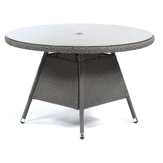 Onyx Outdoor Rattan Round Dining Table And 4 Armchairs In Grey_2