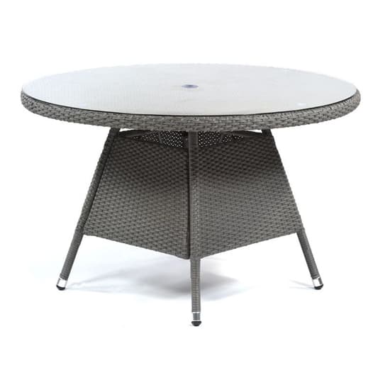 Onyx Round Dining Table And 4 High Back Armchairs In Grey_3