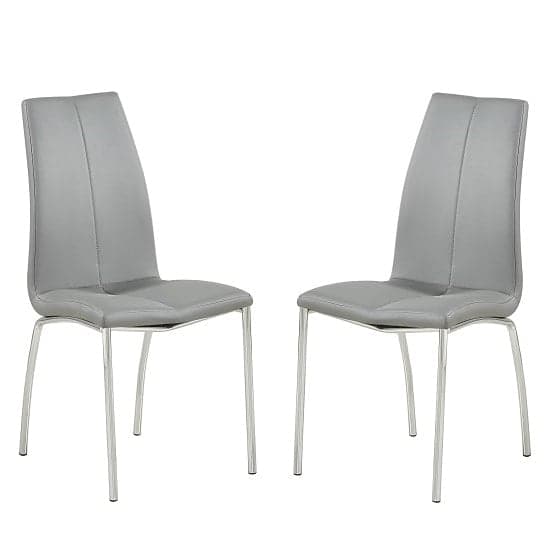 Opal Grey Faux Leather Dining Chair With Chrome Legs In Pair_1