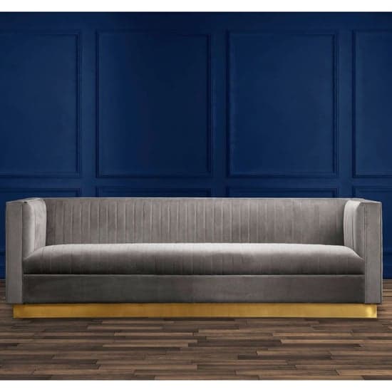Opals Upholstered 3 Seater Velvet Sofa In Grey_2