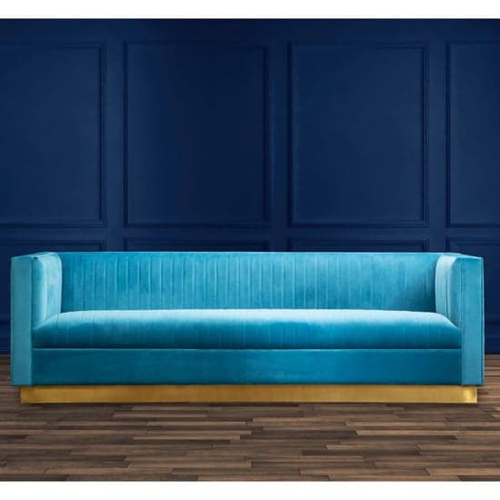Opals Upholstered 3 Seater Velvet Sofa In Light Blue_2