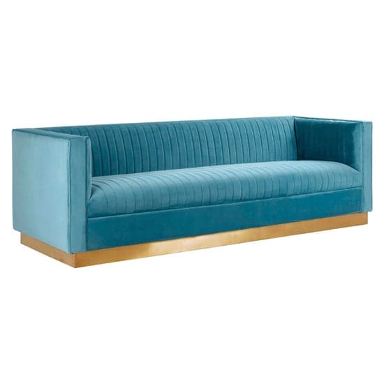 Opals Upholstered 3 Seater Velvet Sofa In Light Blue_3