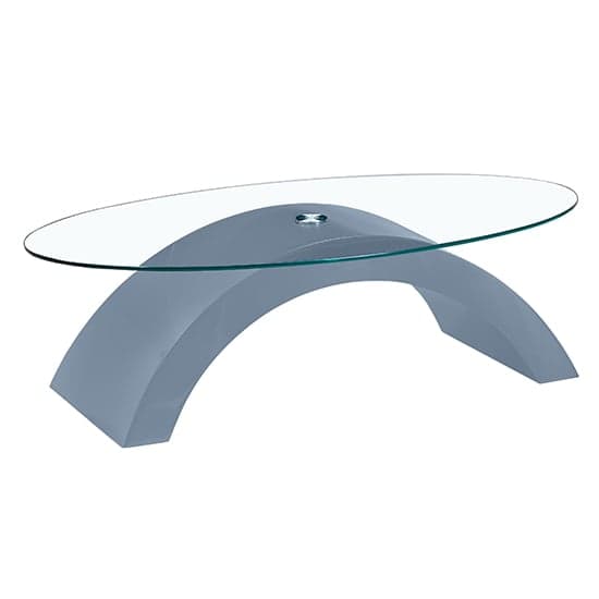 Opel Oval Clear Glass Coffee Table With Grey High Gloss Base_2