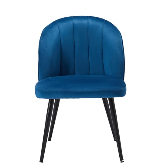 Orzo Blue Velvet Dining Chairs With Black Legs In Pair Furniture in