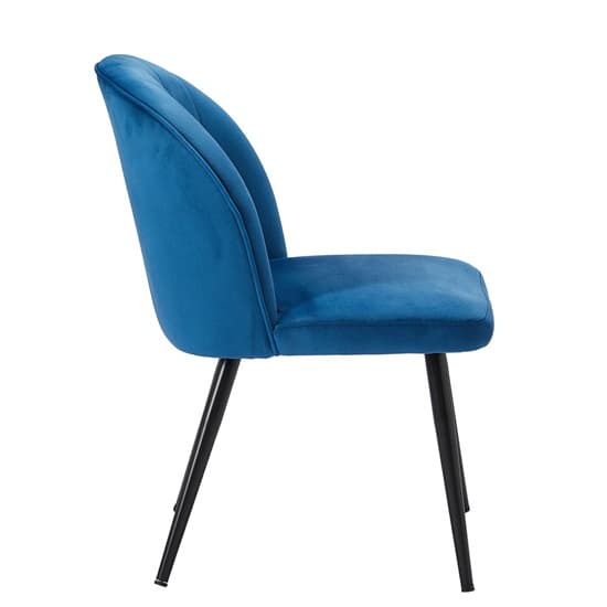 Orzo Blue Velvet Dining Chairs With Black Legs In Pair Furniture in