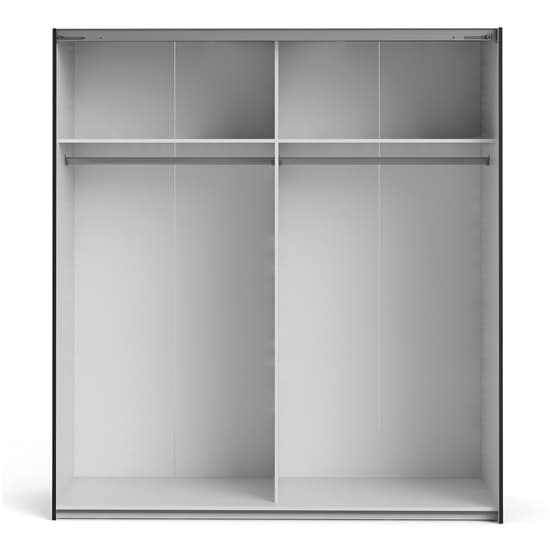 Opim Mirrored Sliding Door Wardrobe In Matt Black With 2 Shelves_6