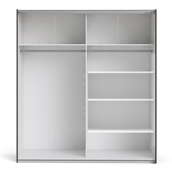 Opim Mirrored Sliding Door Wardrobe In Matt Black With 5 Shelves_5