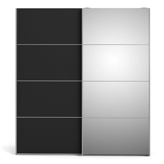 Opim Mirrored Sliding Doors Wardrobe In Black With 5 Shelves_2