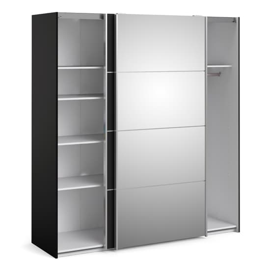 Opim Mirrored Sliding Doors Wardrobe In Black With 5 Shelves_3