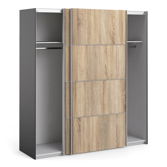 Opim Wooden Sliding Doors Wardrobe In Black Oak With 2 Shelves_3