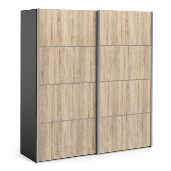 Opim Wooden Sliding Doors Wardrobe In Black Oak With 2 Shelves_1