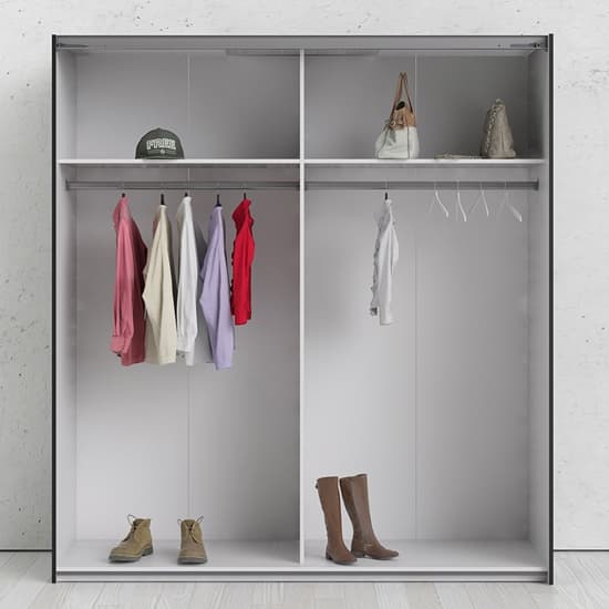 Opim Wooden Sliding Doors Wardrobe In Matt Black With 2 Shelves_7
