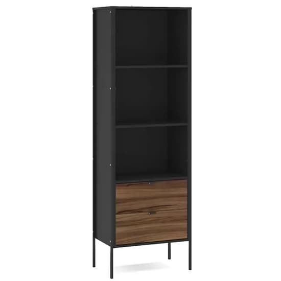 Oppose Wooden Bookcase With 2 Drawers In Walnut And Black_2