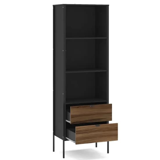 Oppose Wooden Bookcase With 2 Drawers In Walnut And Black_3