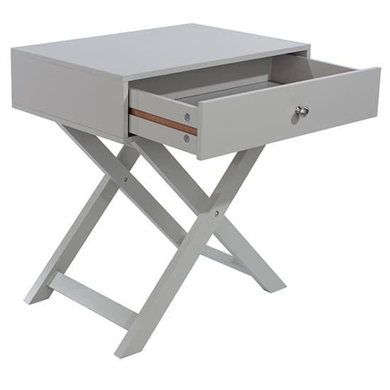 Outwell Wooden Bedside Cabinet In Grey With X Legs_4