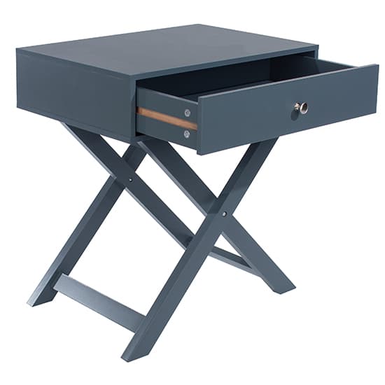 Outwell Wooden Bedside Cabinet In Midnight Blue With X Legs_4